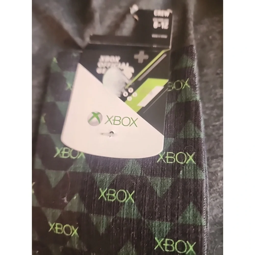 new XBOX  Gaming Console Logo Adult Crew black Socks 1 Pair Black Green